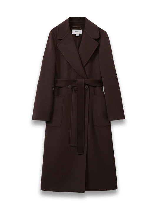 Petite Wool-Blend Double-Breasted Blindseam Coat in Chocolate