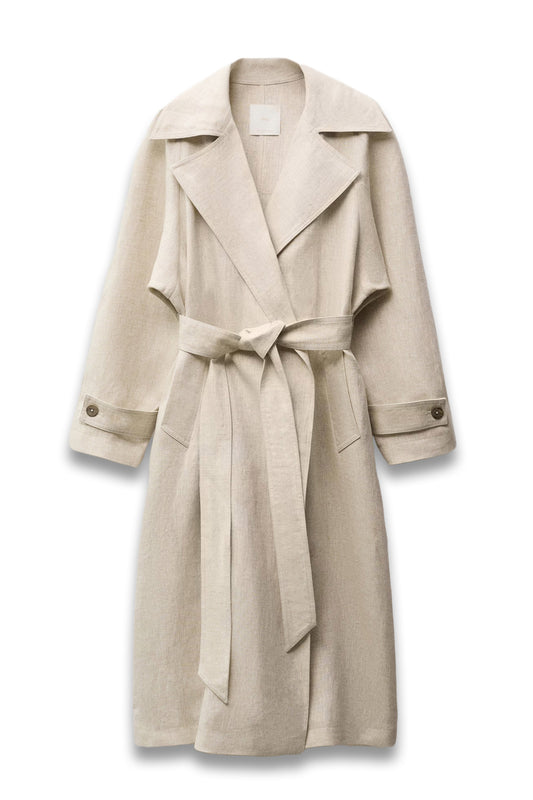 Linen Trench Coat With Pronounced Lapels