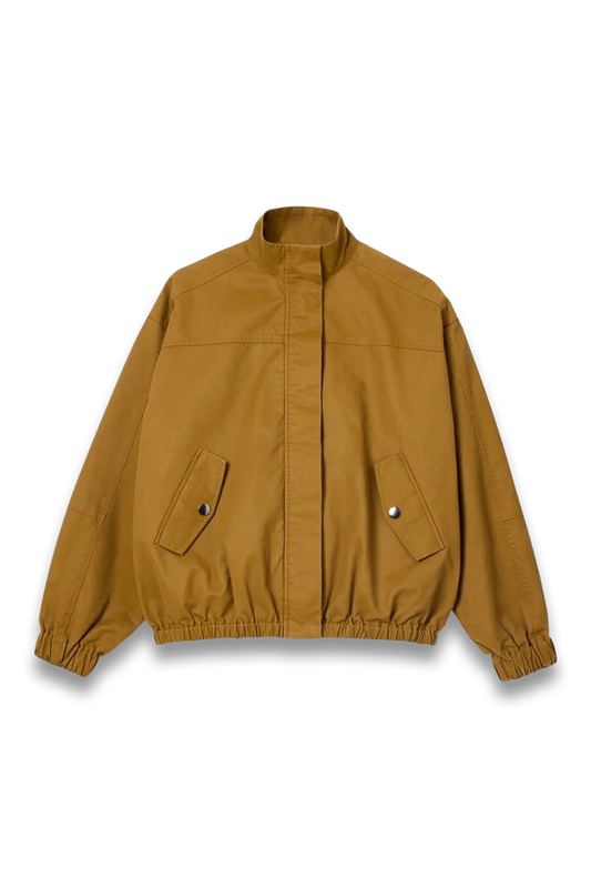 Neutral Wax-coated Bomber Jacket