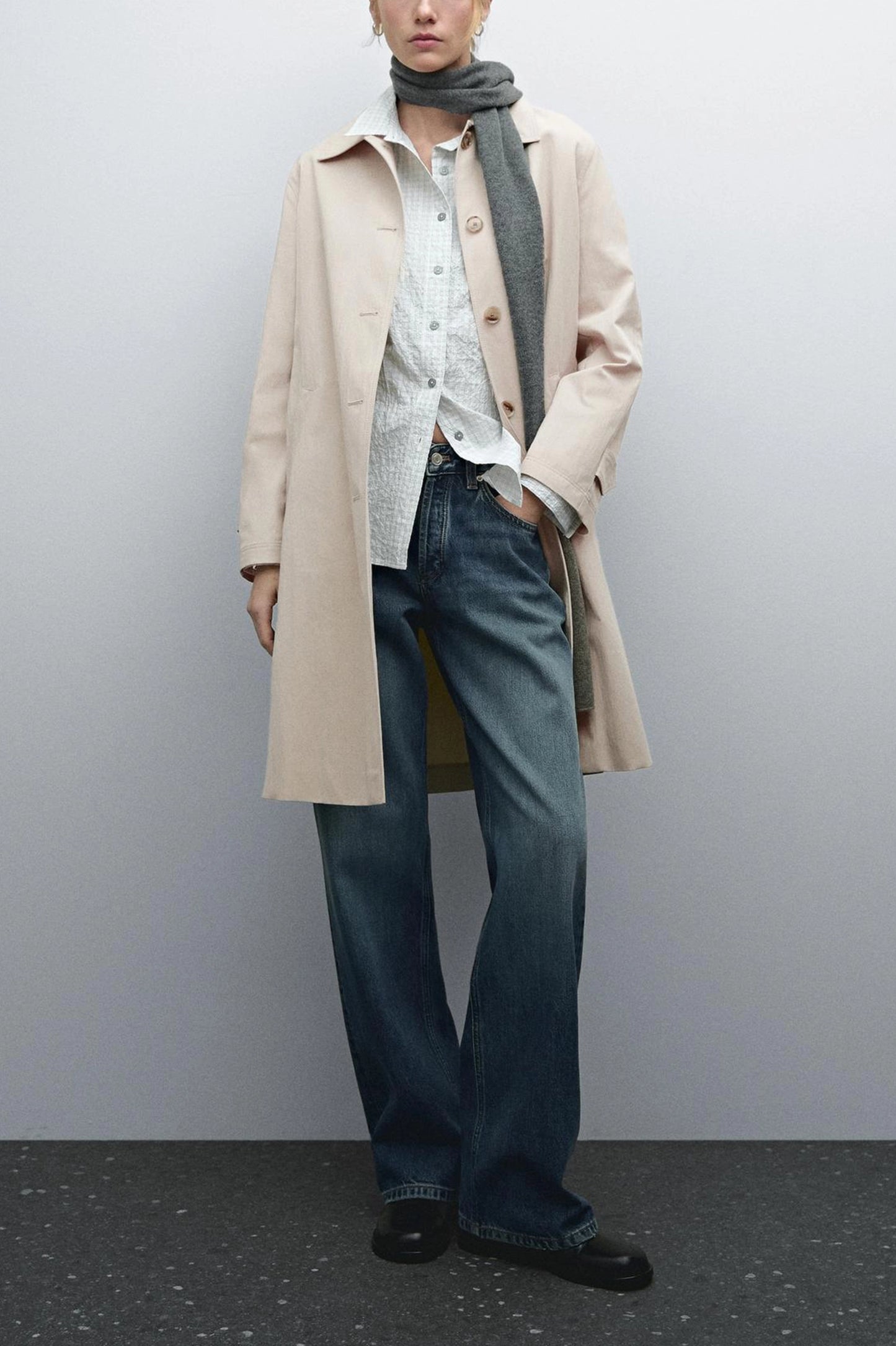 Lightweight Cotton Blend Coat with Buttons