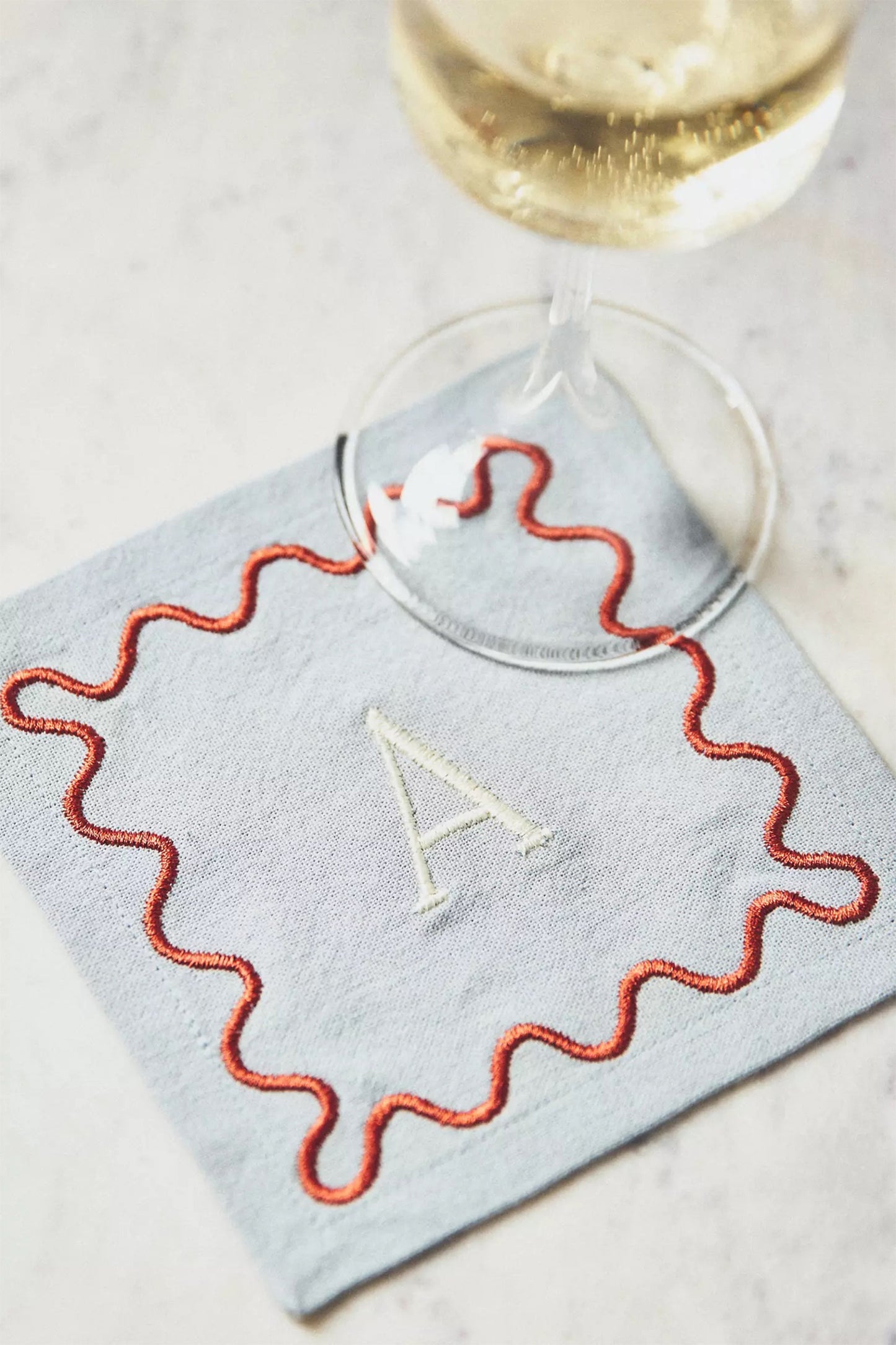Monogram Cotton Cocktail Napkins, Set of 4