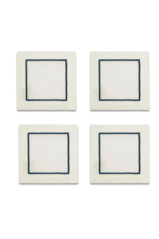Set Of 4 Sophie One Cord Linen Cocktail Napkins