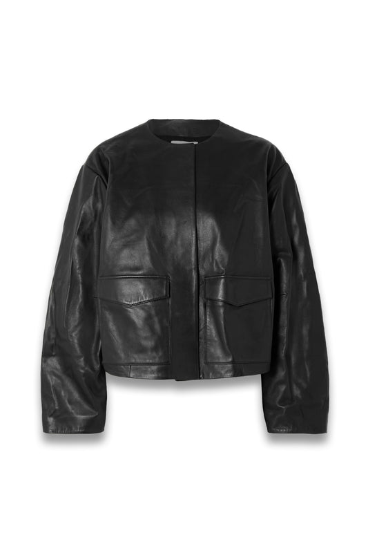 Utility Cocoon Leather Jacket