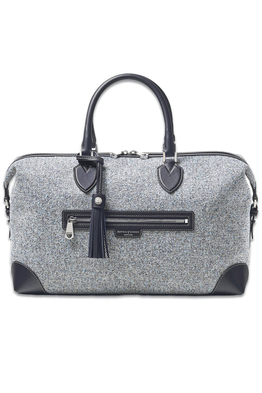 Como Flight Bag, Caspian Blue Canvas & Smooth Navy