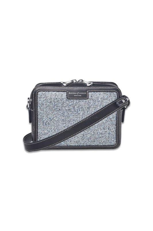 Como Crossbody Bag, Caspian Blue Canvas & Smooth Navy