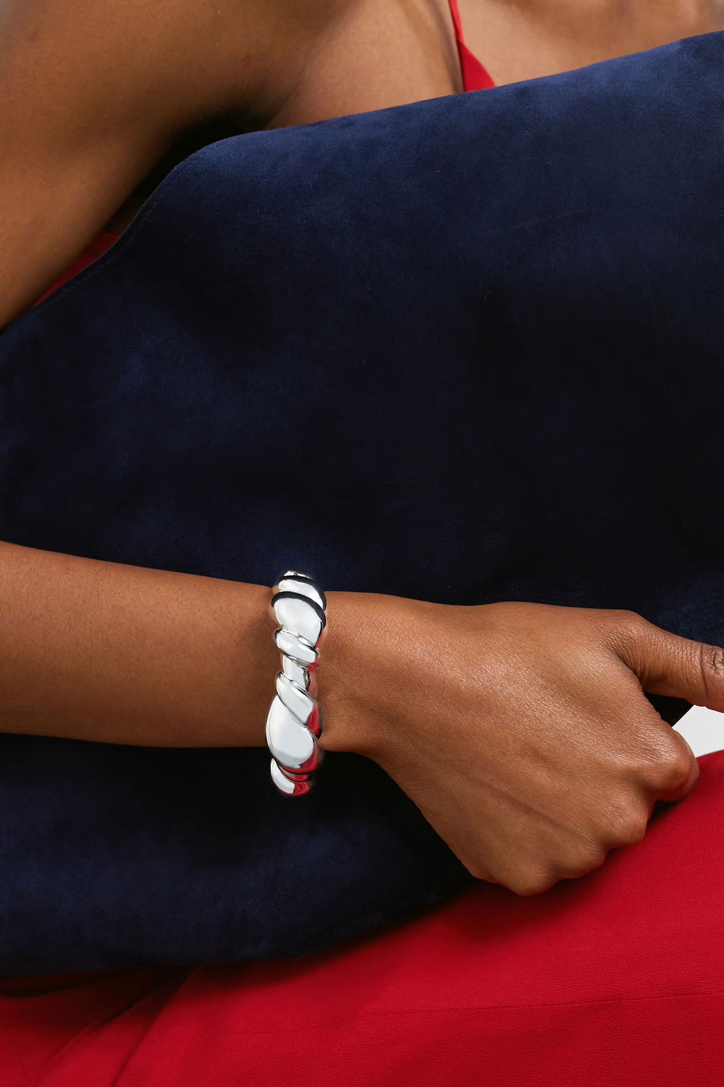 Meandering Rhodium-Plated Cuff