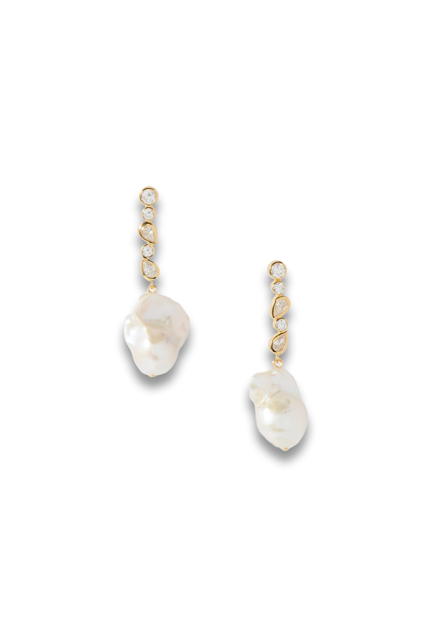 Recycled Gold Vermeil, Pearl and Cubic Zirconia Earrings