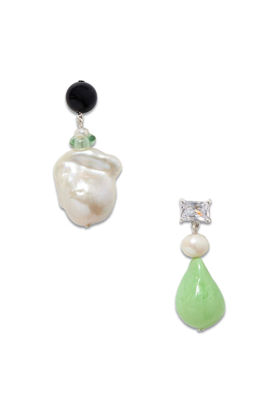 Bio-resin, Recycled Silver, Cubic Zirconia And Pearl Earrings