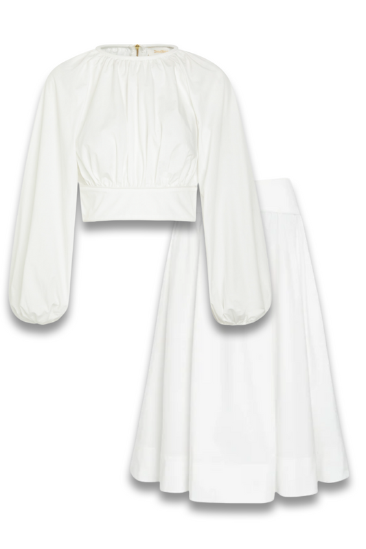 Billow Gathered Cotton-poplin Cropped Top and Gathered Cotton-poplin Midi Skirt