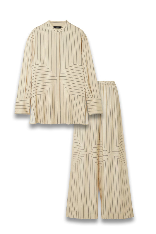 Pinstripe Silk-Blend Satin Co-Ord
