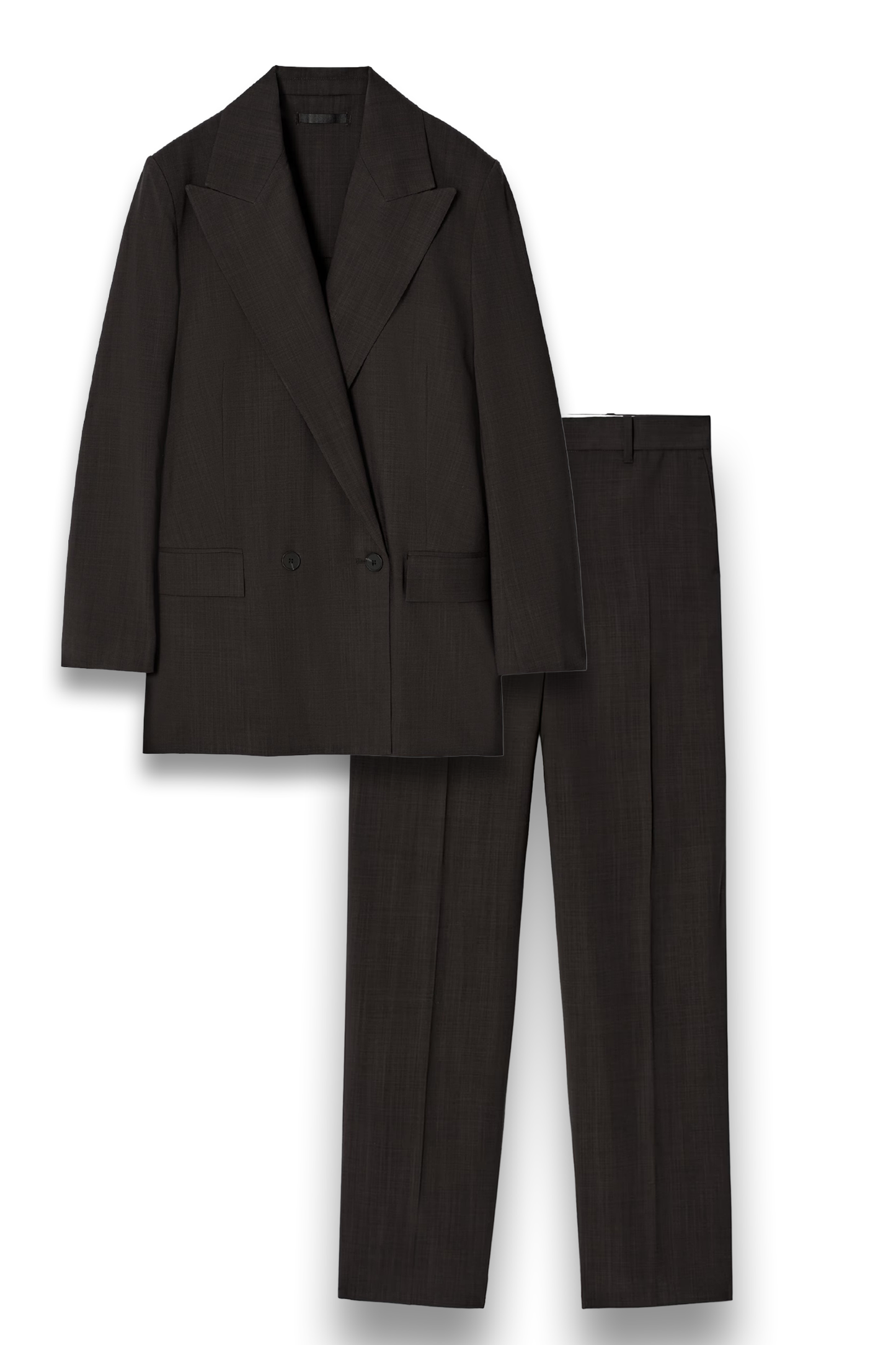 Fluid Double-Breasted Wool Blazer With Tailord Fluid Wool Trousers Set