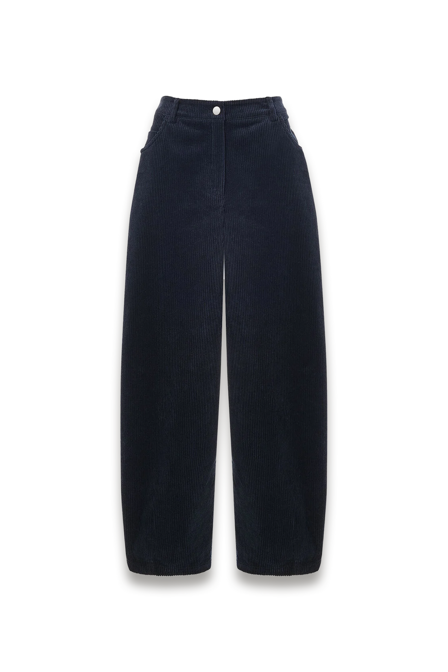 Navy Barrel-leg Cotton Cord Trouser