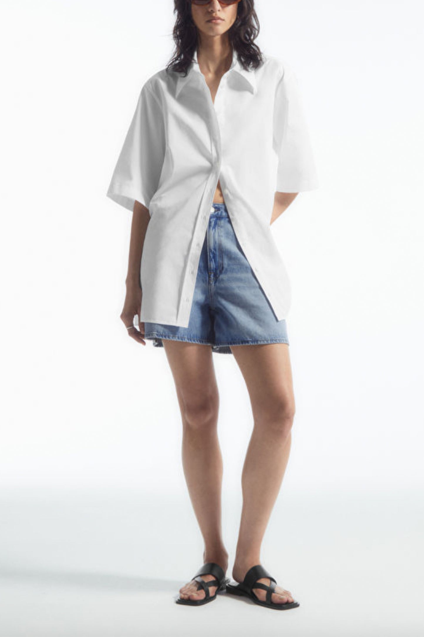 High-Rise Denim Shorts