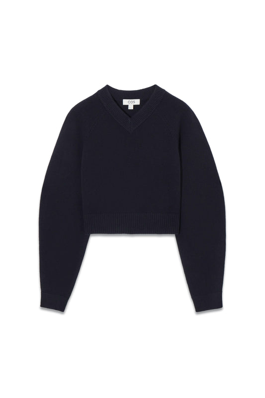 Cropped V-neck Wool Jumper