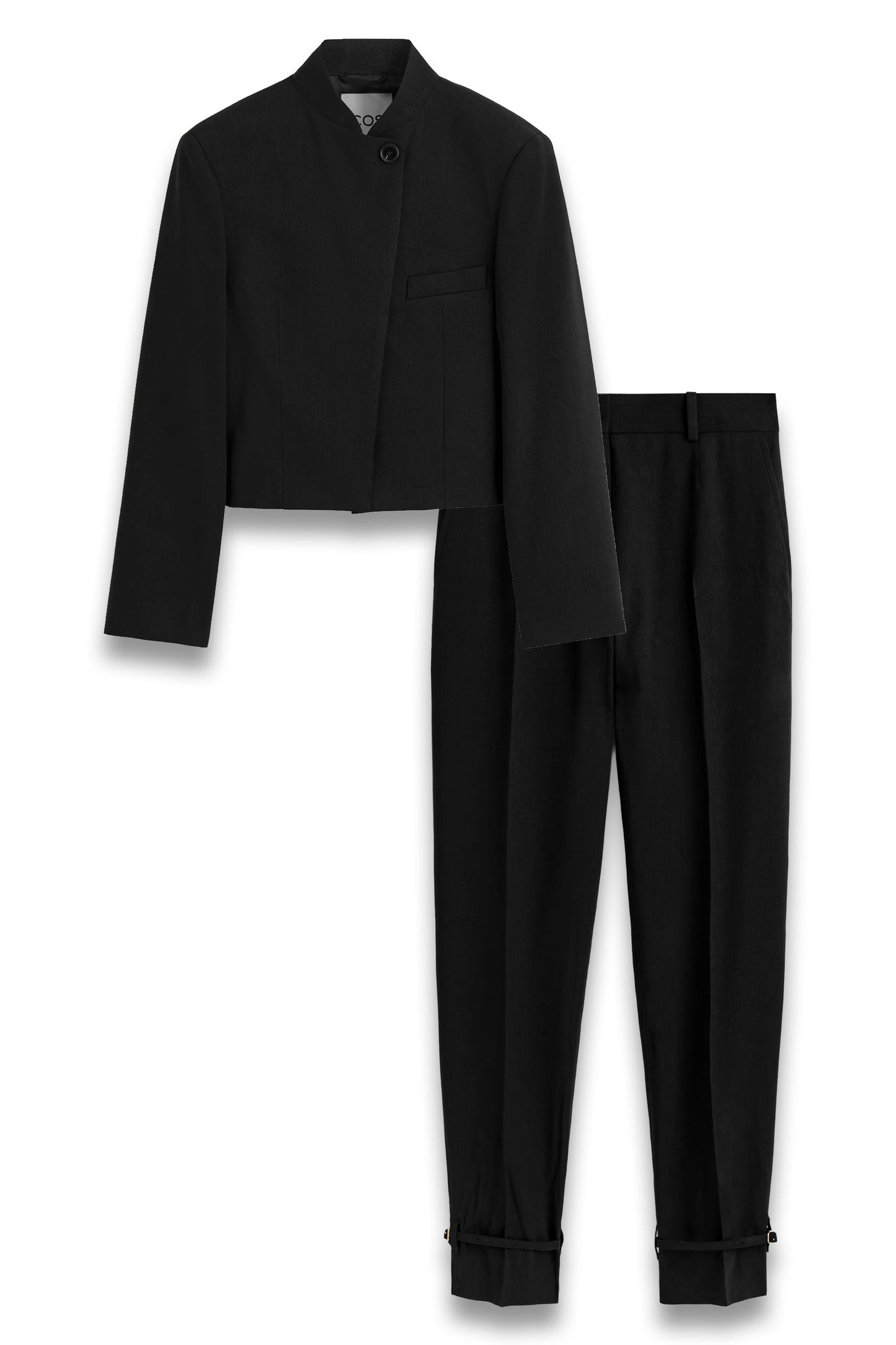 Cropped Structured Linen Blazer & Linen Straight-leg Trousers
