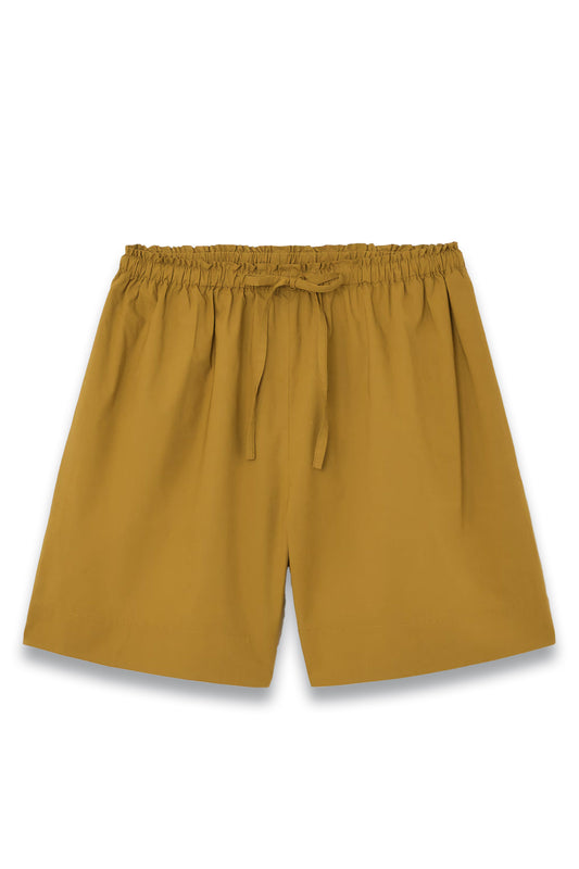 Gathered Drawstring Shorts In Brown