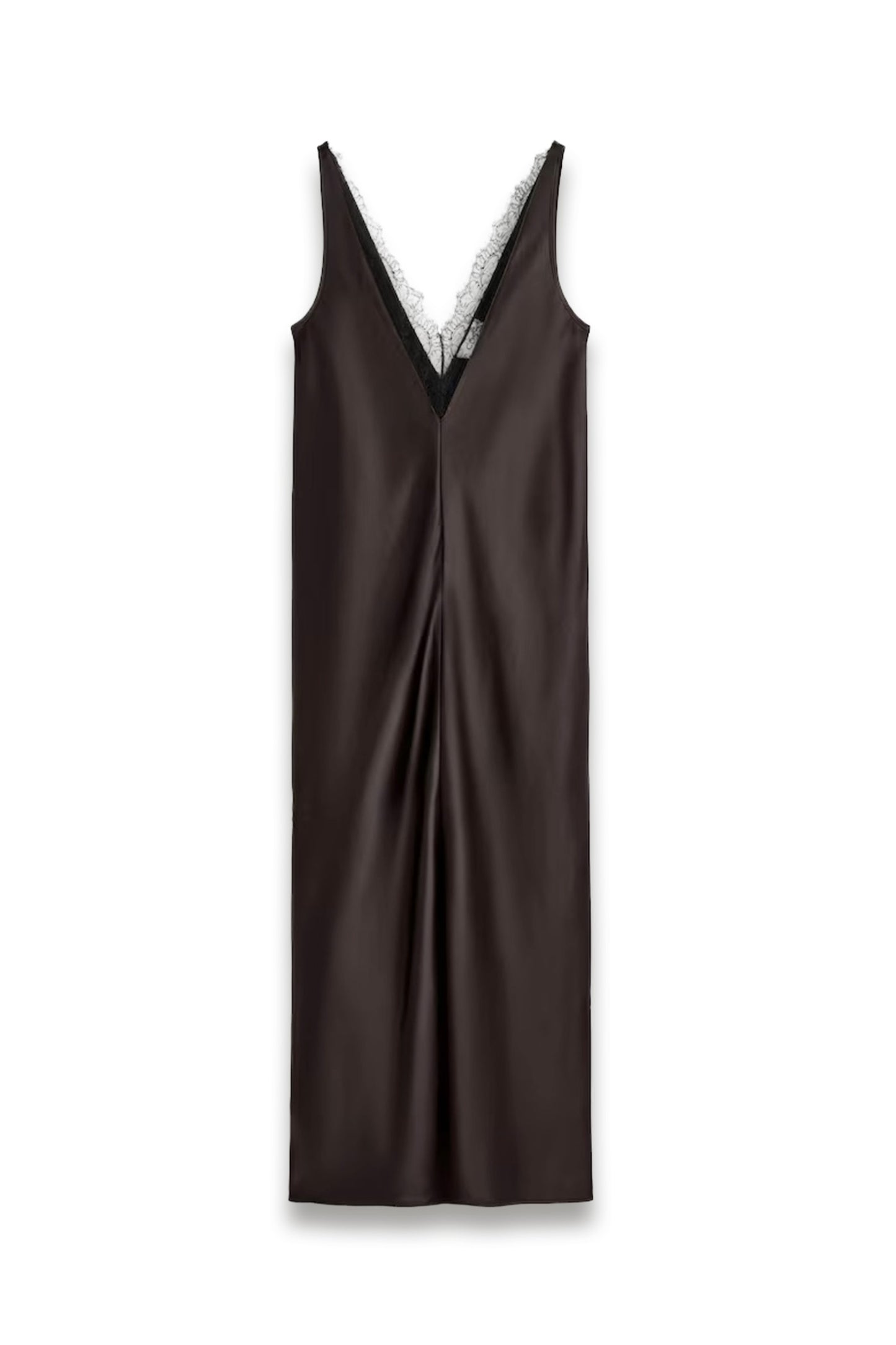 Lace-trimmed Satin Slip Dress