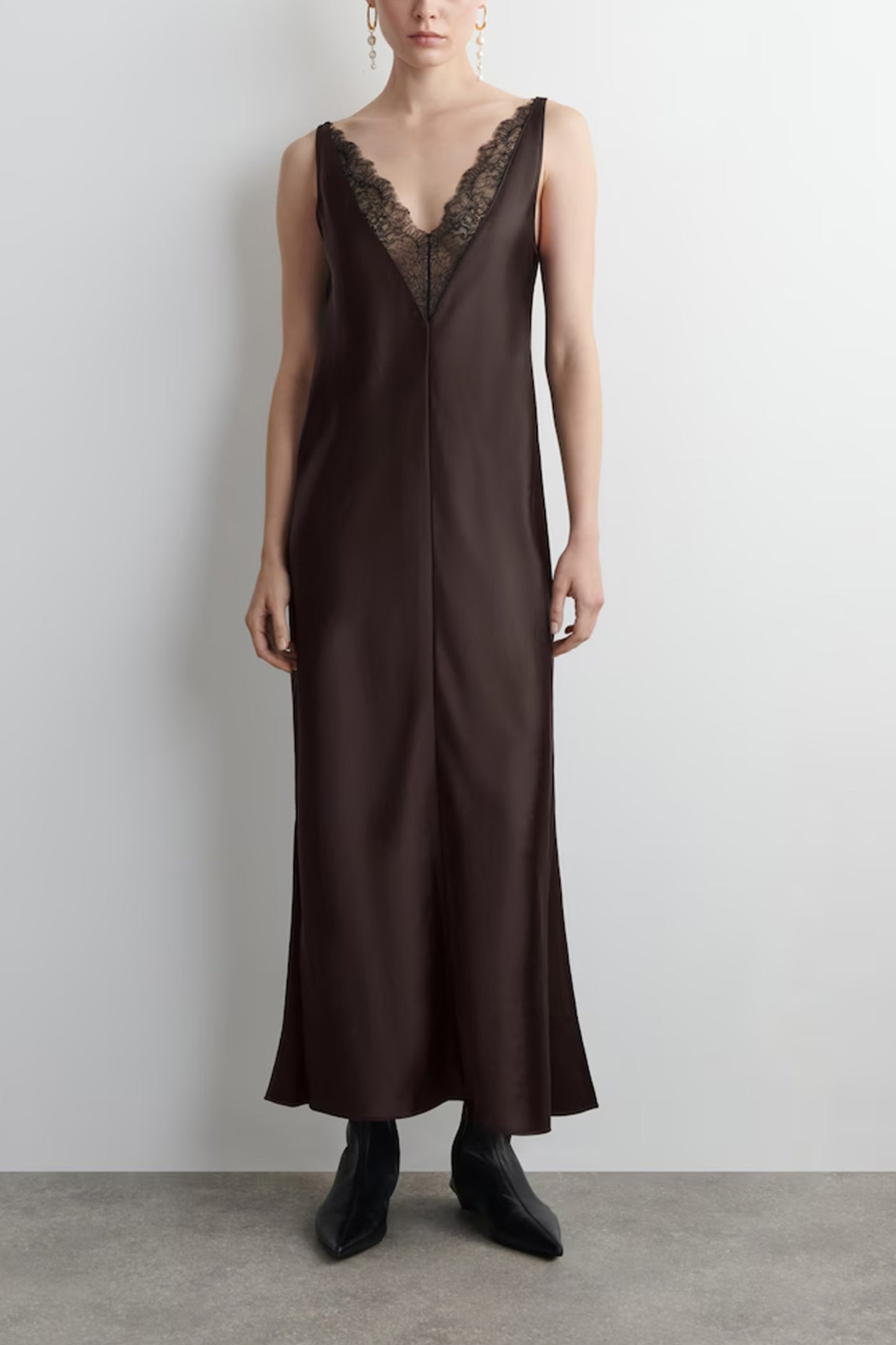 Lace-trimmed Satin Slip Dress