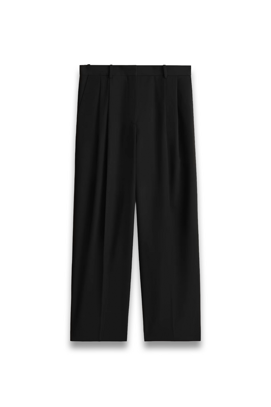 Relaxed Twill Wide-Leg Trousers