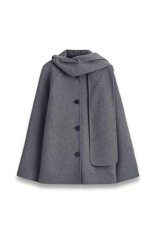 Double-faced wool scarf short jacket