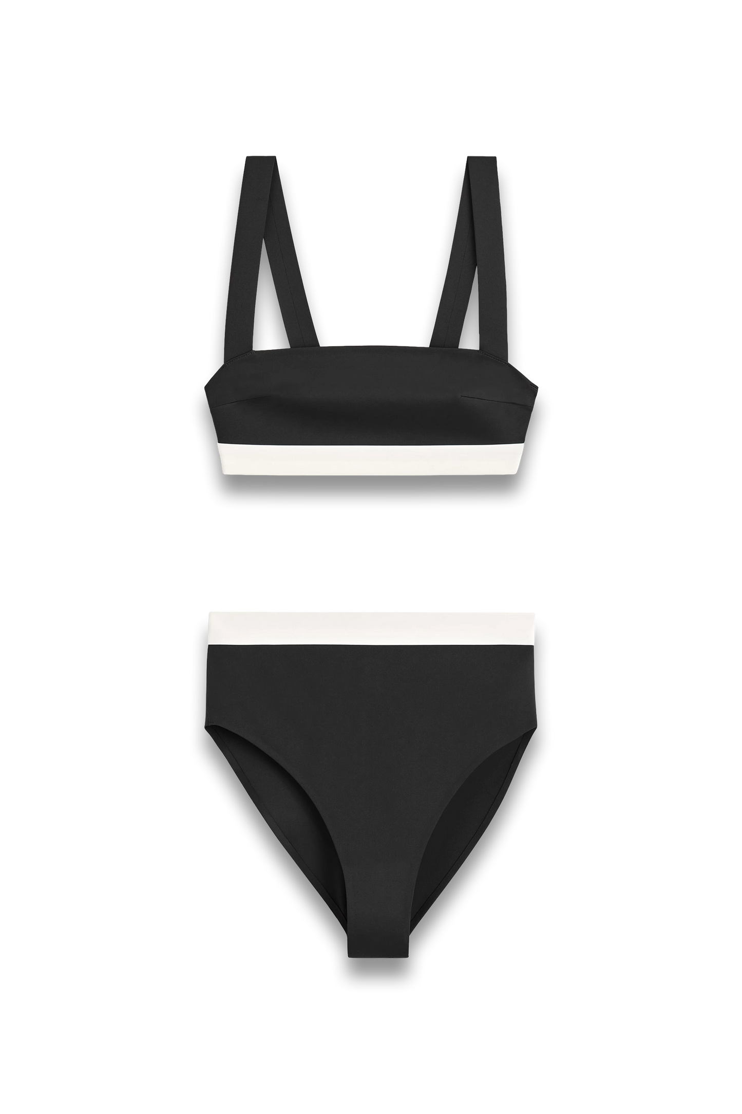 Colour-block Scuba Bikini Top & High-waisted Bikini Briefs