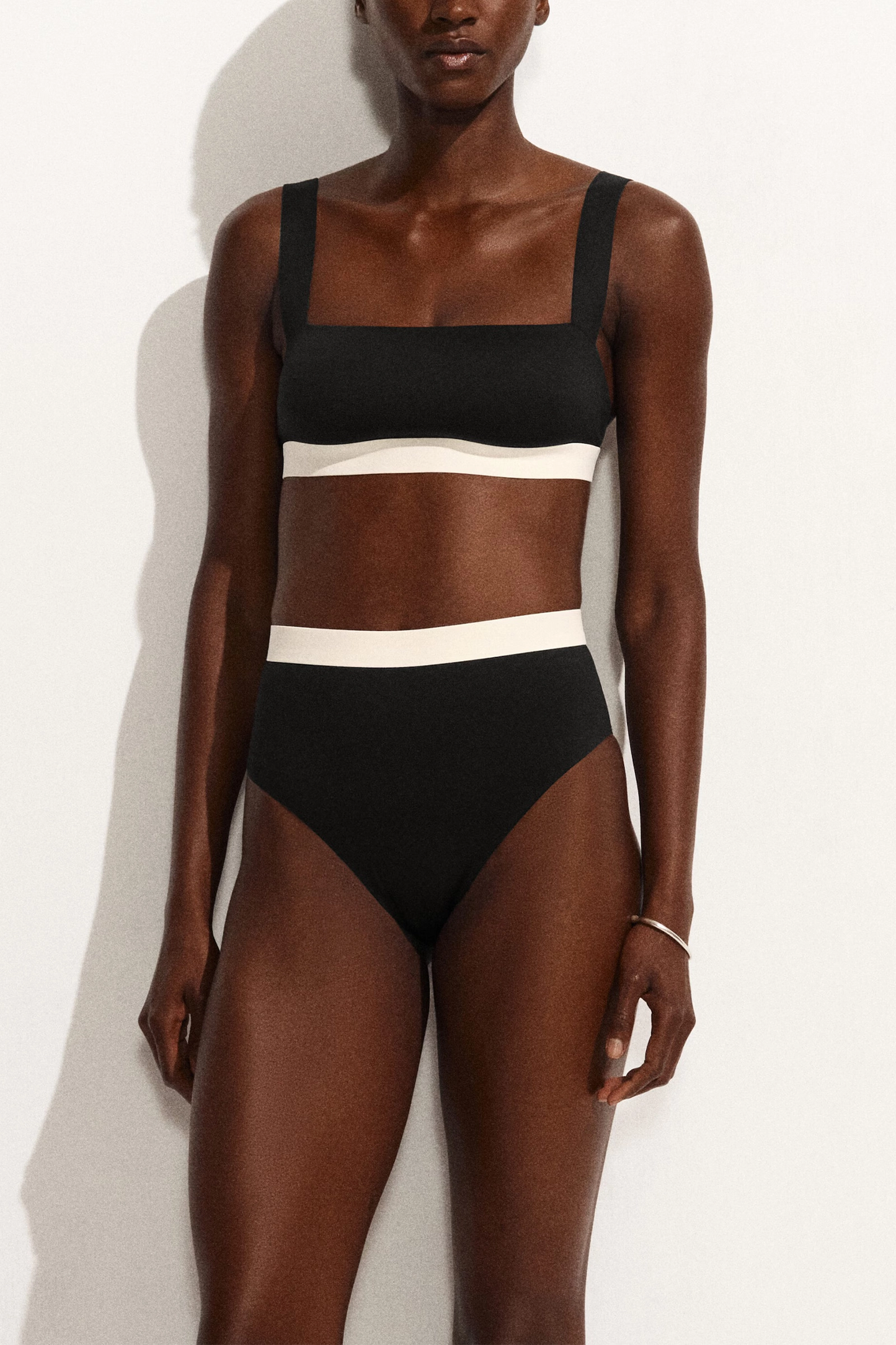 Colour-block Scuba Bikini Top & High-waisted Bikini Briefs