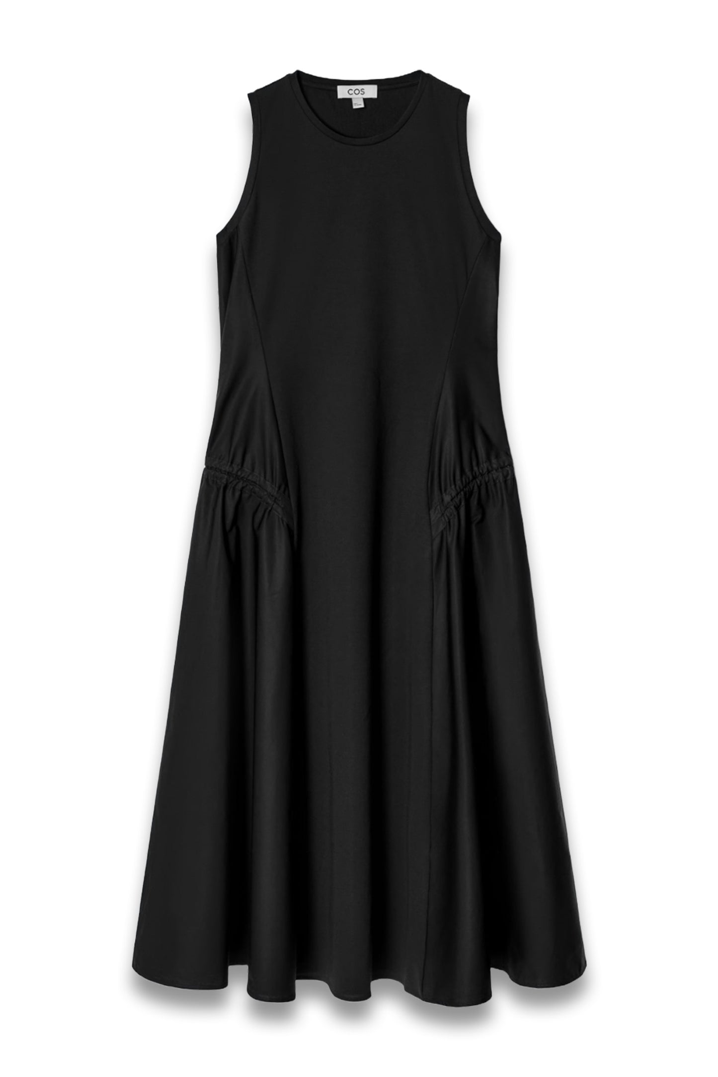 Panelled Gathered-Side Midi Dress