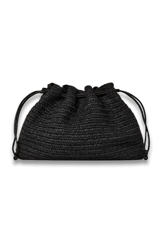Cavatelli Clutch Bag in Black Straw