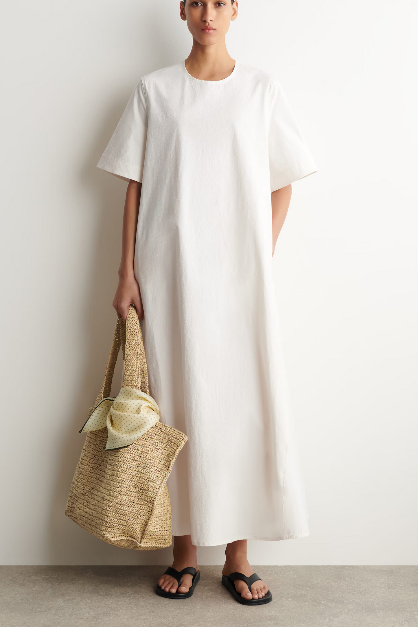 Raw-cut Cotton Midi Dress