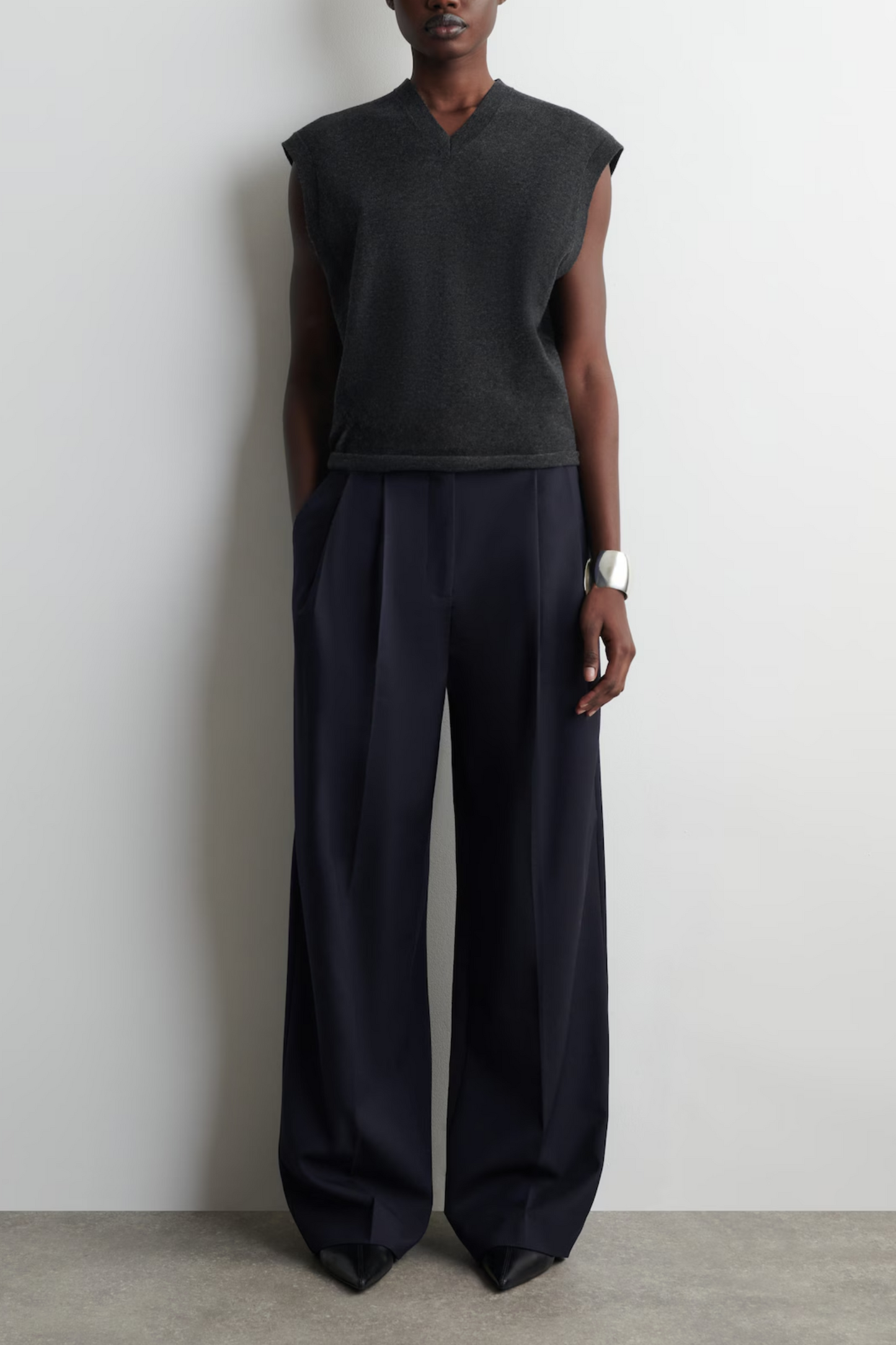 Relaxed Twill Wide-leg Trousers
