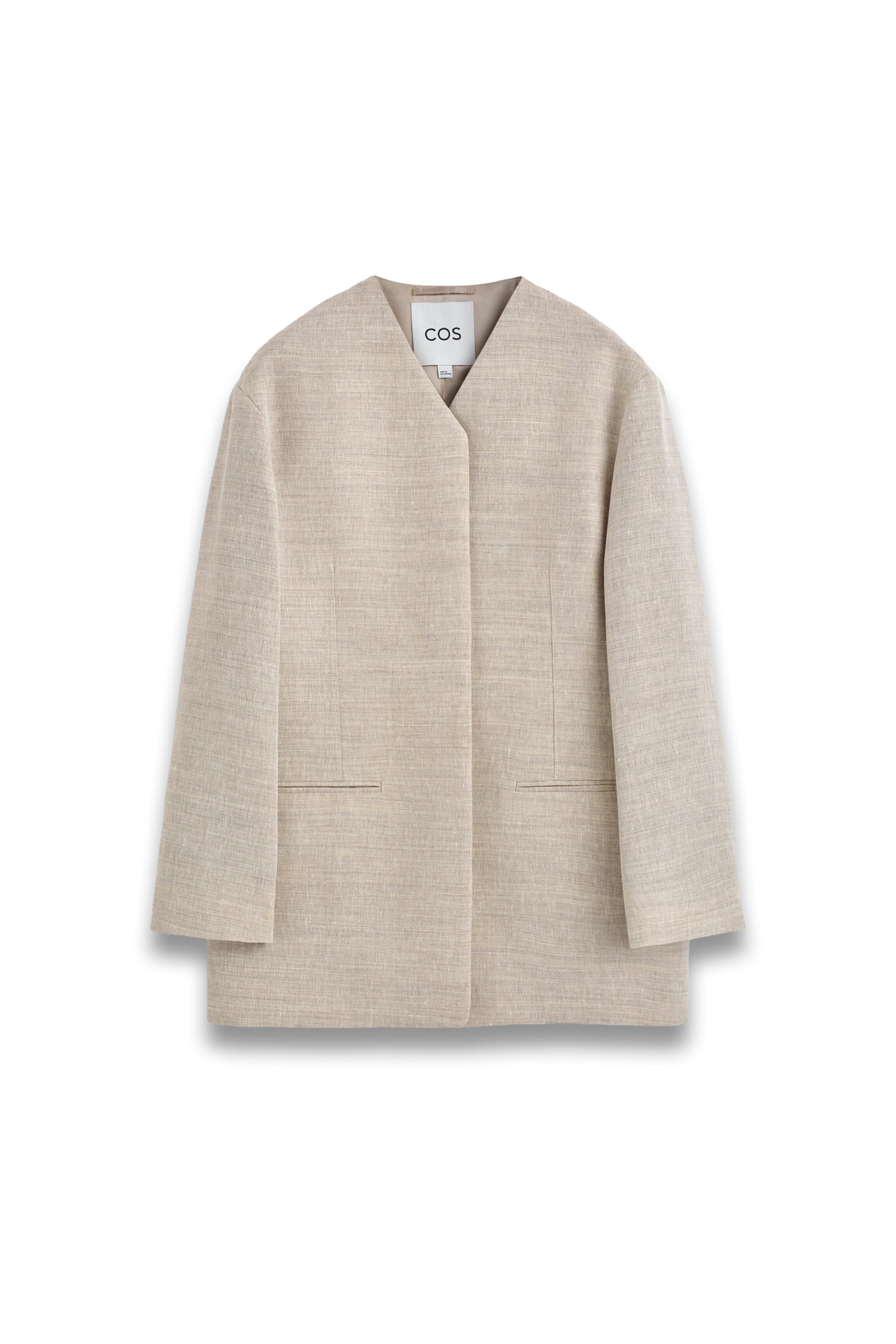 Structured Collarless Linen Blazer