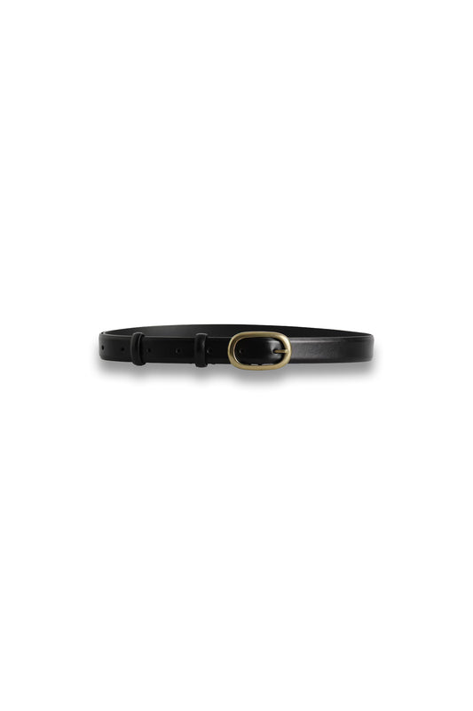 Oval-buckle Leather Belt