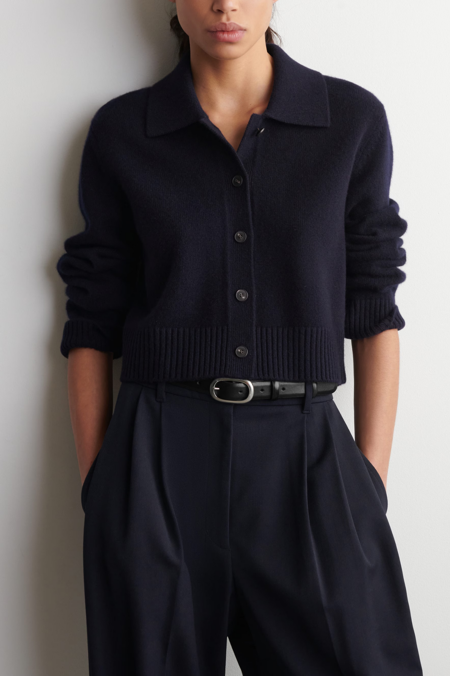 Collared Merino Wool Cardigan