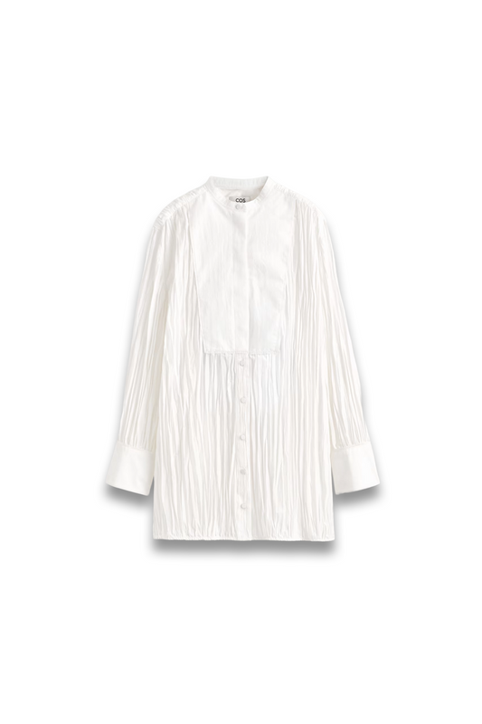 Bib-front Crinkled-cotton Shirt