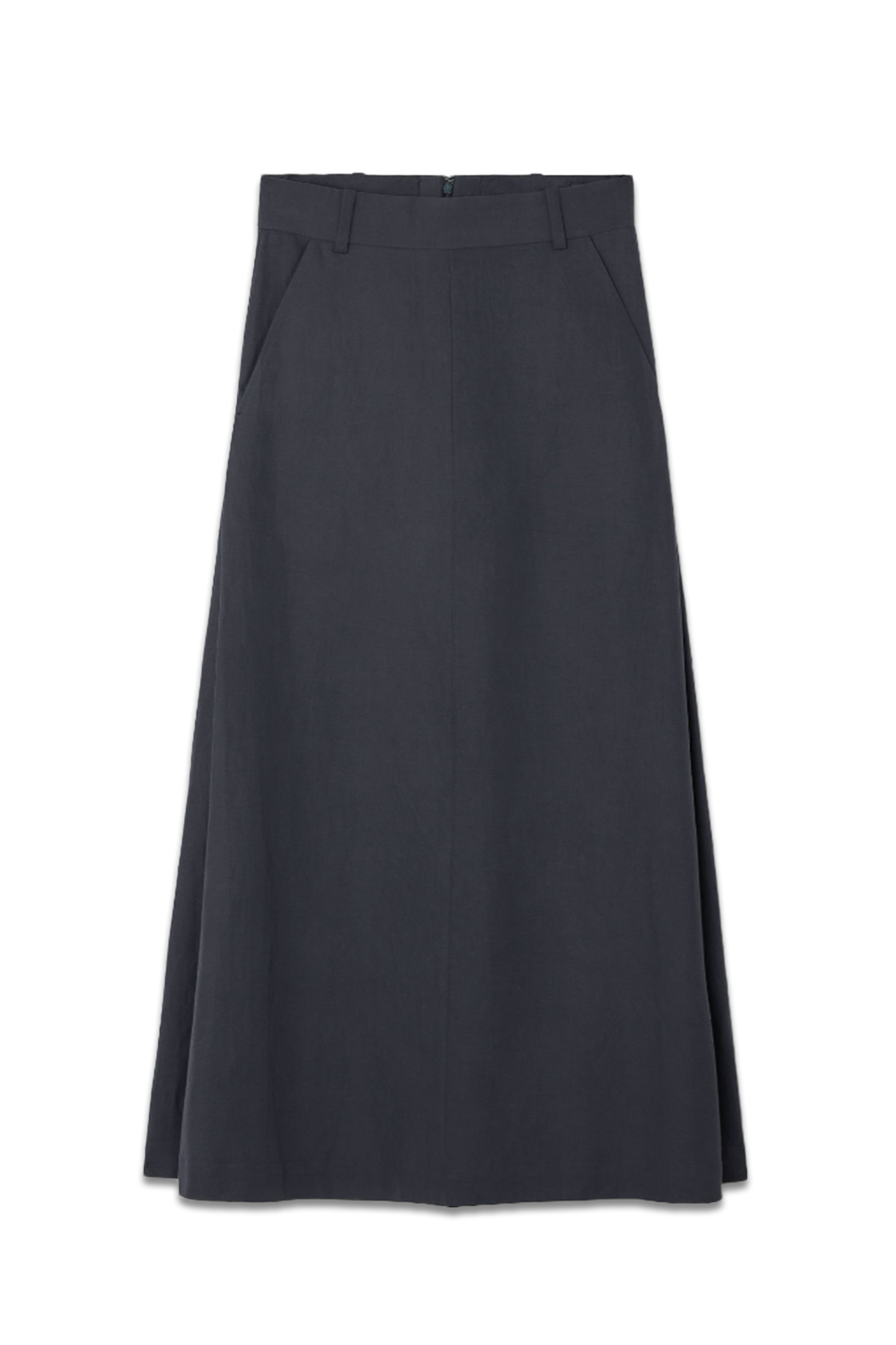 Tailored Linen-Blend Midi Skirt