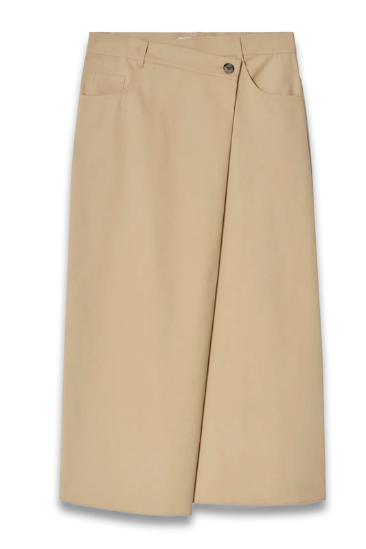 Asymmetric Cotton Midi Skirt