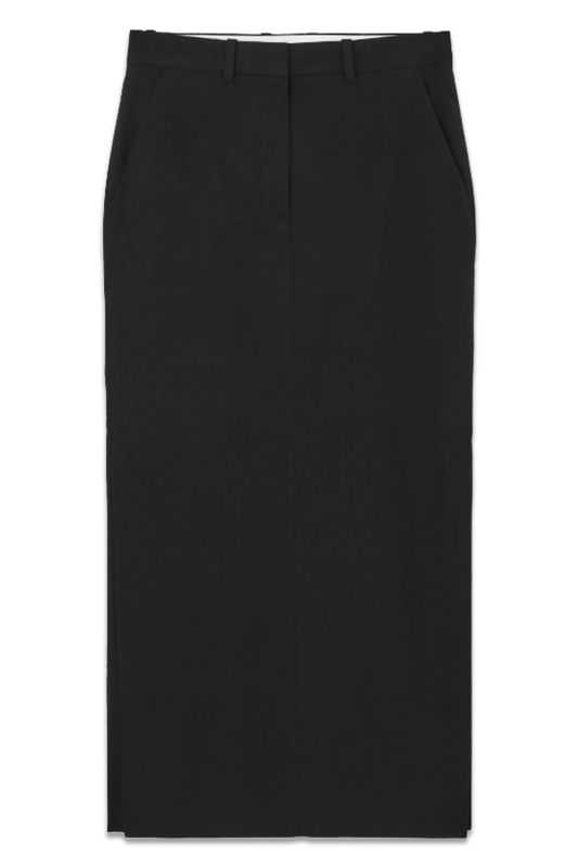 Tailored Linen-Blend Maxi Skirt