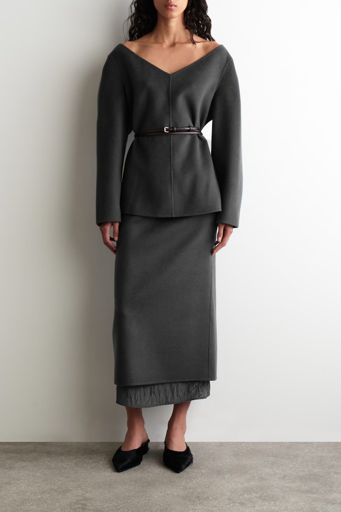 Double-faced Wool Pencil Skirt