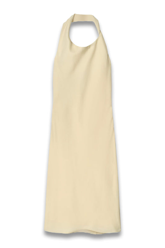 Twisted Linen-Blend Halterneck Dress