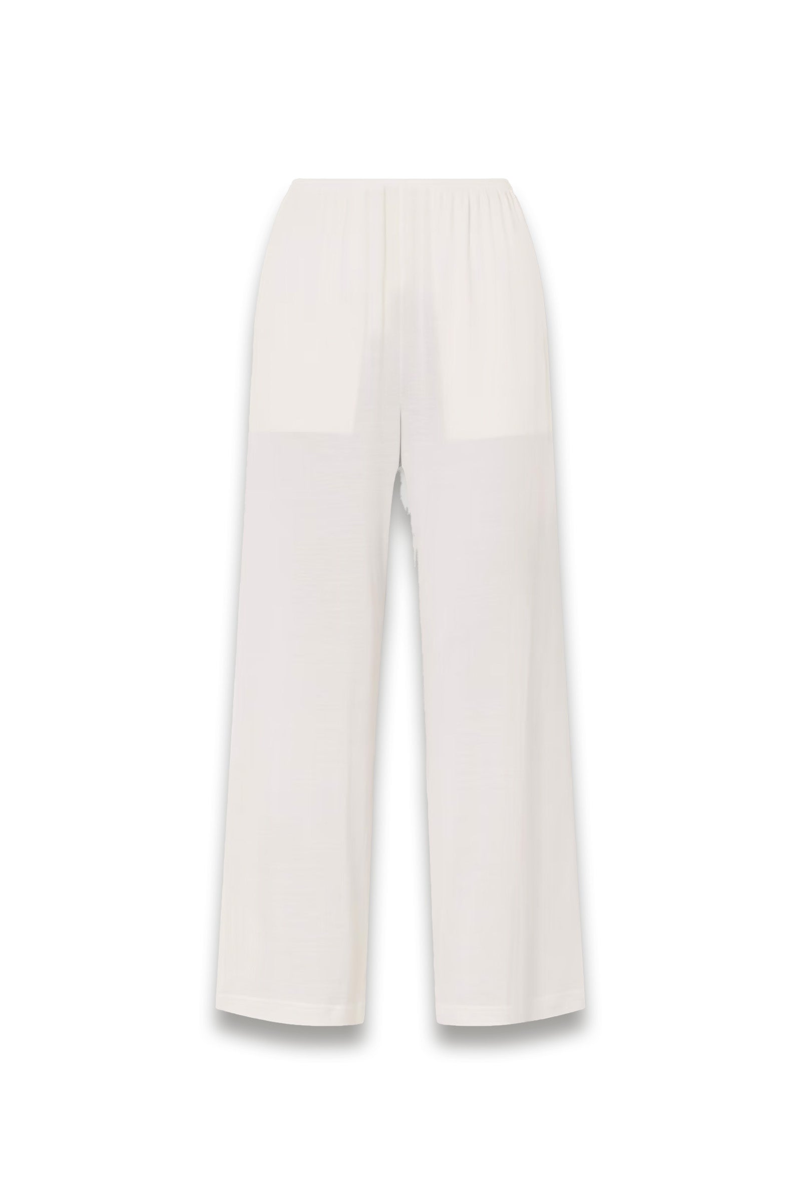wide-leg white trousers silk blend 