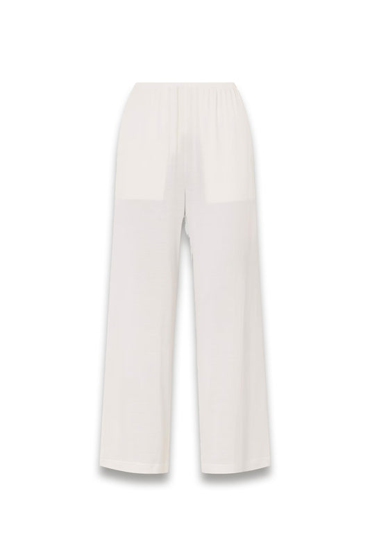 wide-leg white trousers silk blend 