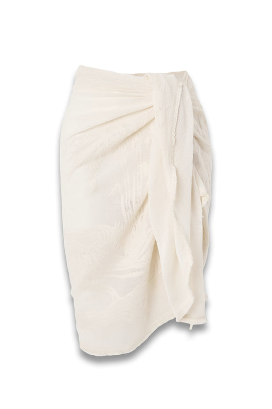 Embroidered Frayed Cotton-gauze Pareo