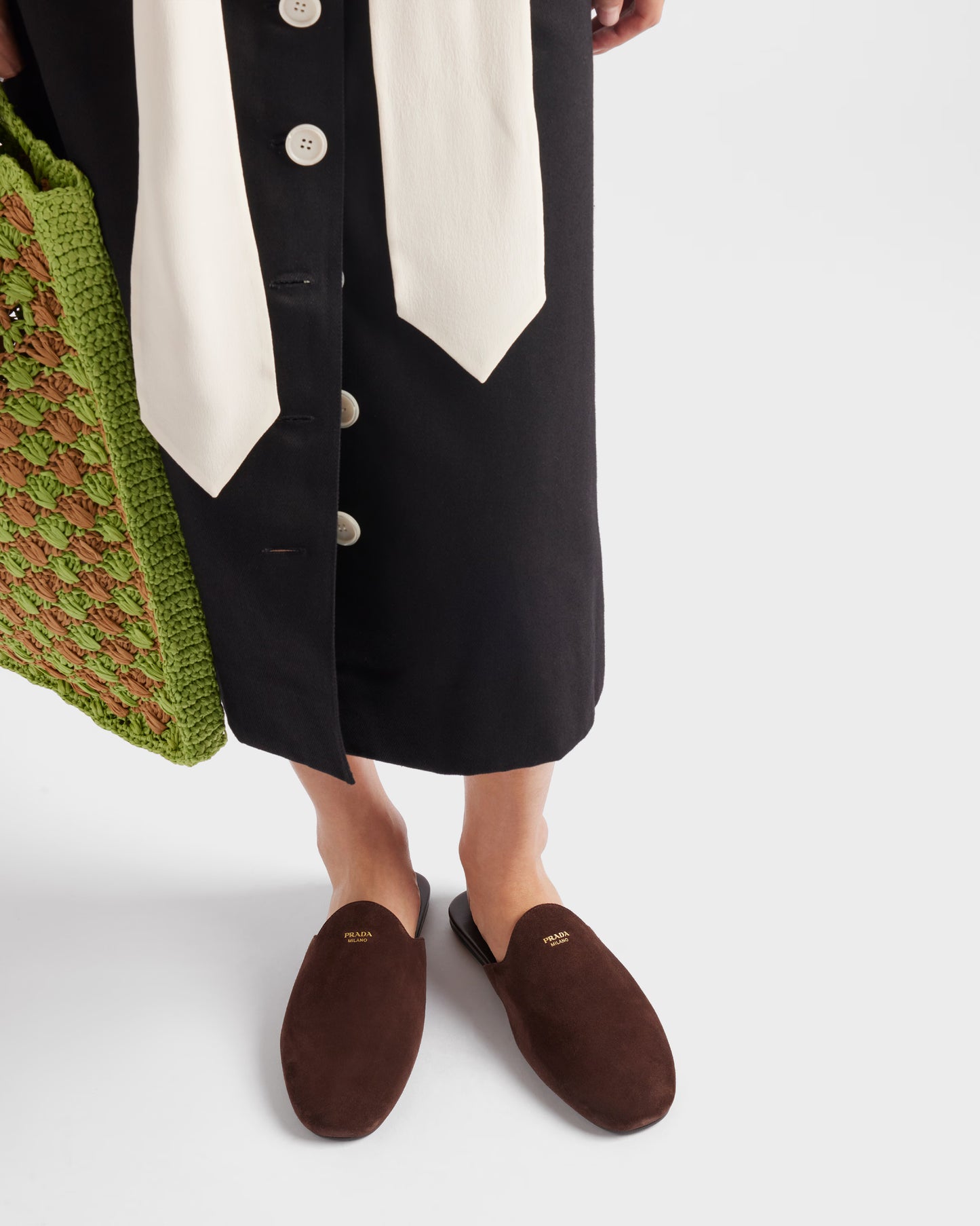 Suede Mules in Dark Brown
