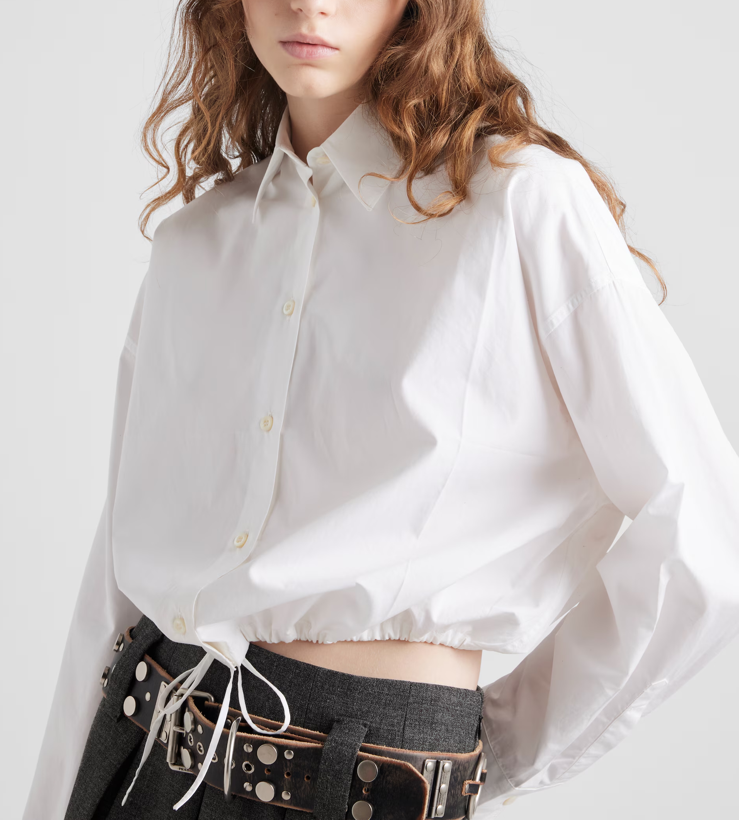 Drawstring Poplin Shirt
