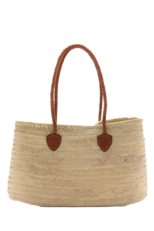 Natural Fibre Bag With Leather Handles