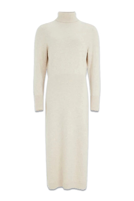 Cream Wool Blend Midi Dress