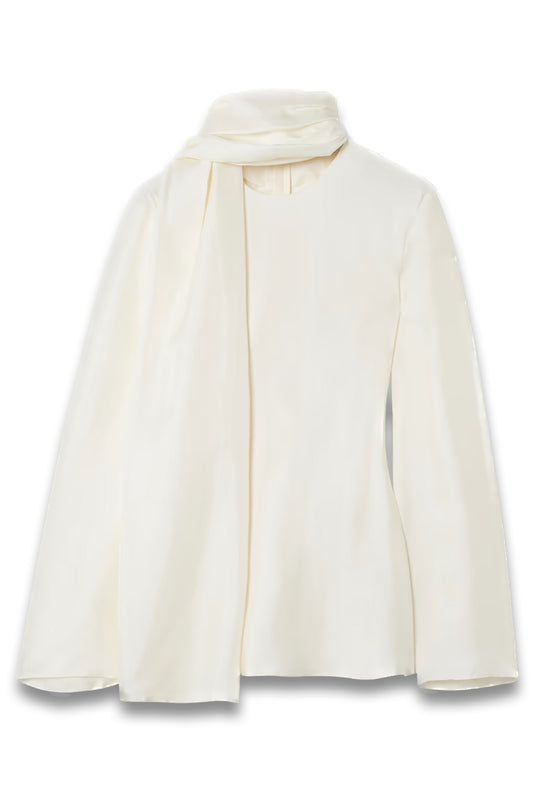 Tie-detailed silk-satin blouse
