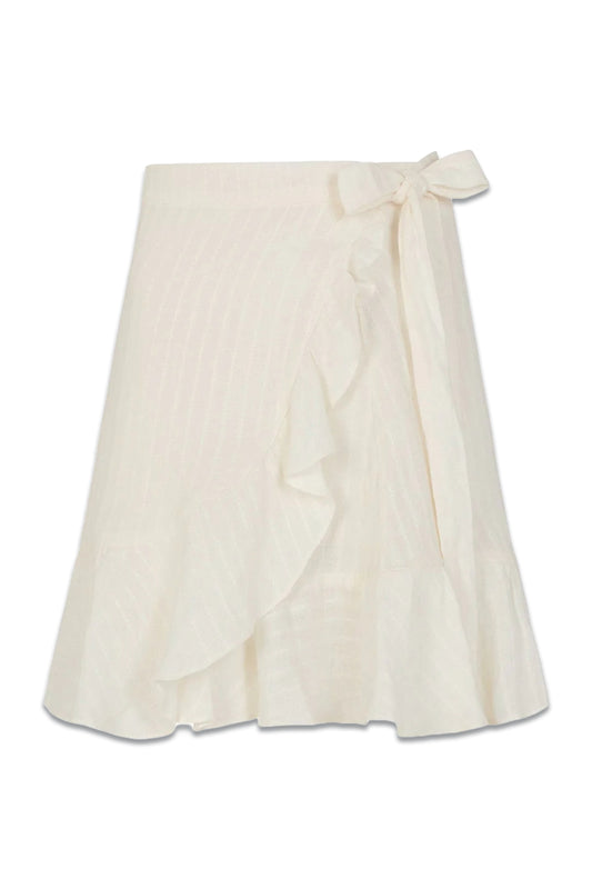 The Sharon Ruffled Mini Skirt In off-white