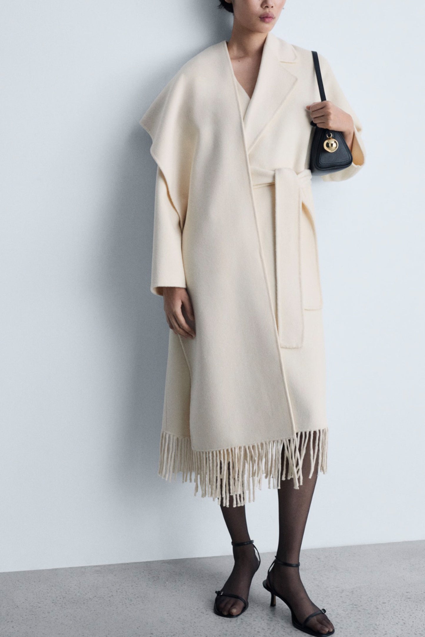 Fringe Wool-blend Coat