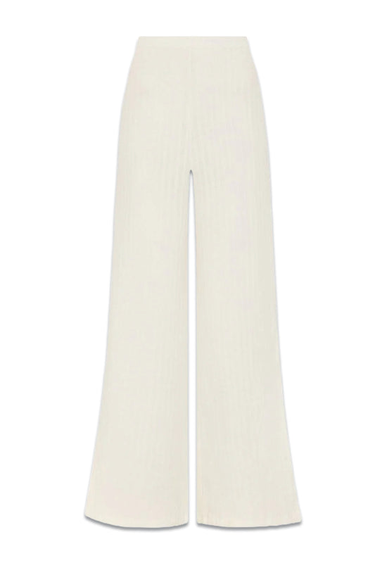 The Lena Wide-Leg Trousers With Slit in Off-white